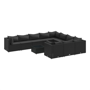 vidaXL 11 Piece Steel Patio Sofa Set in Black