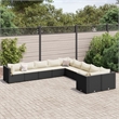 vidaXL 10 Piece Poly Rattan Patio Sofa Set in Black/White/Cream