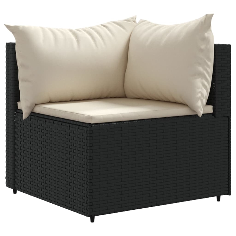 vidaXL 10 Piece Poly Rattan Patio Sofa Set in Black/White/Cream