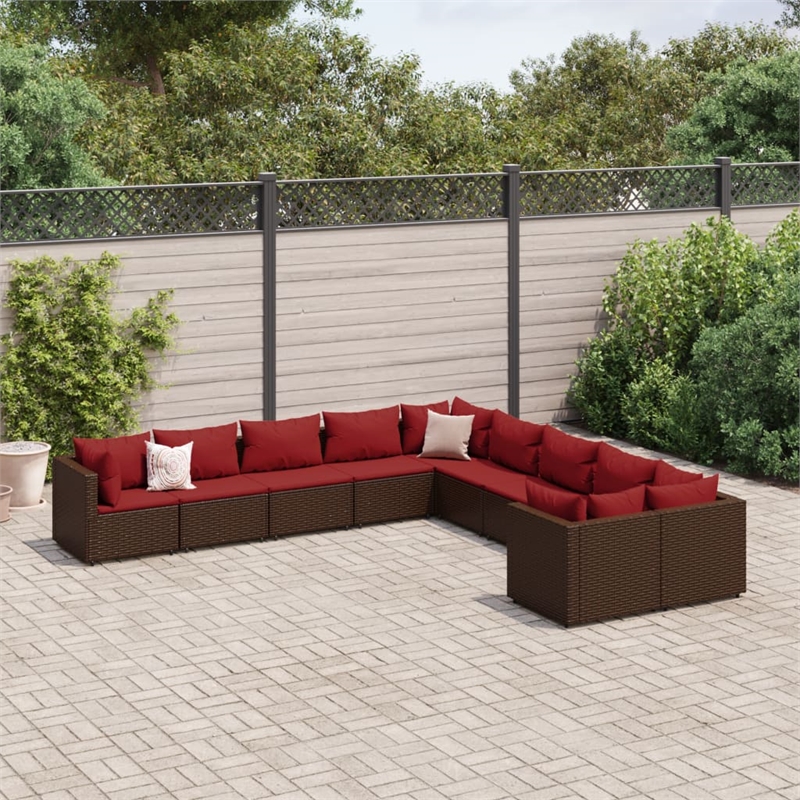 vidaXL 10 Piece Steel Patio Sofa Set in Brown