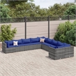 vidaXL 10 Piece Poly Rattan Patio Sofa Set in Gray