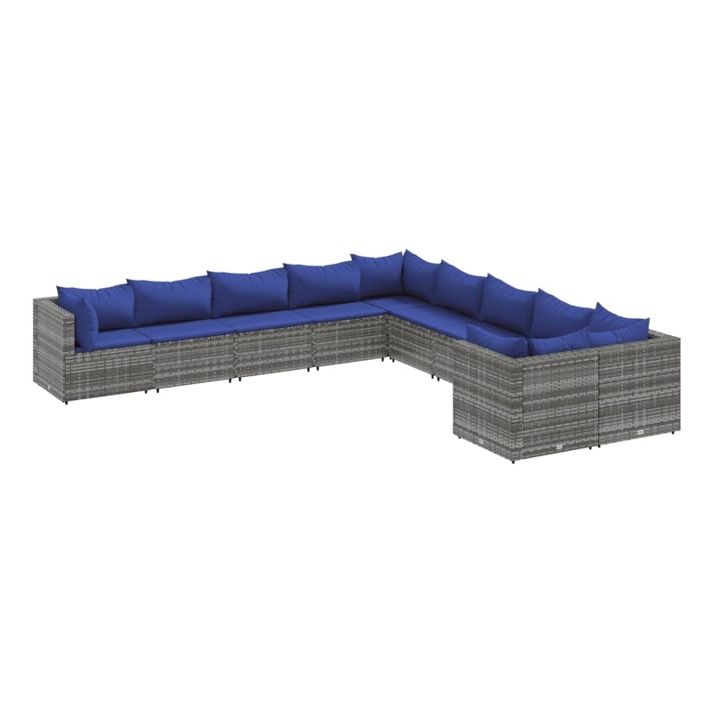 vidaXL 10 Piece Poly Rattan Patio Sofa Set in Gray