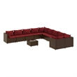 vidaXL 11 Piece Steel Patio Sofa Set in Red/Brown