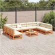 vidaXL 10 Piece Wood Sofa Set in Brown