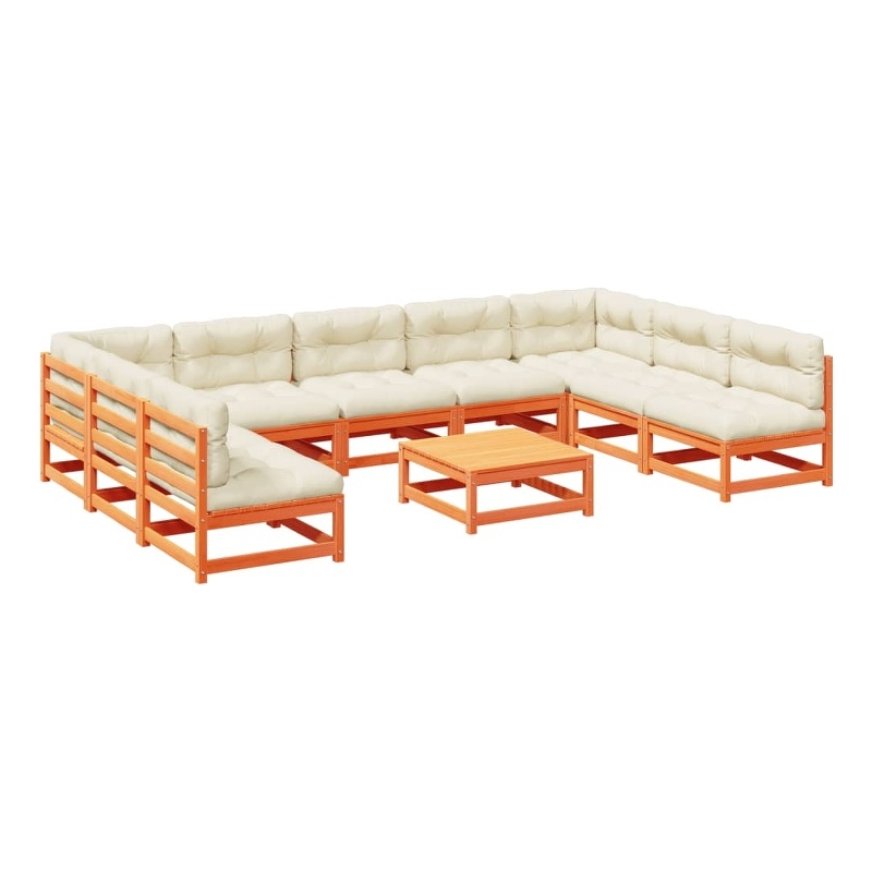 vidaXL 10 Piece Wood Sofa Set in Brown