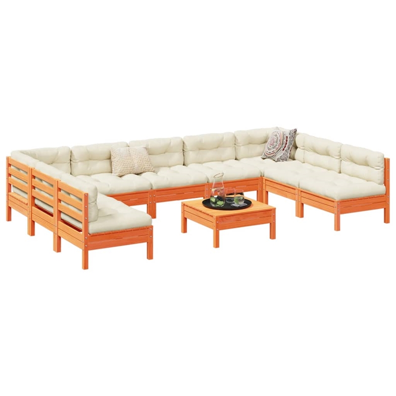 vidaXL 10 Piece Wood Sofa Set in Brown
