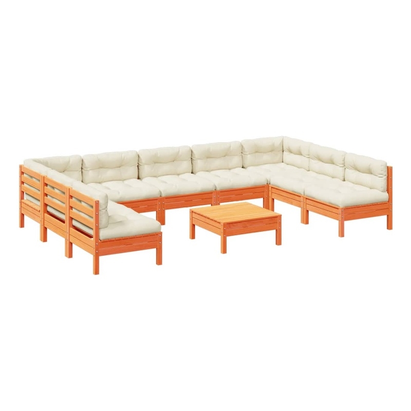 vidaXL 10 Piece Wood Sofa Set in Brown