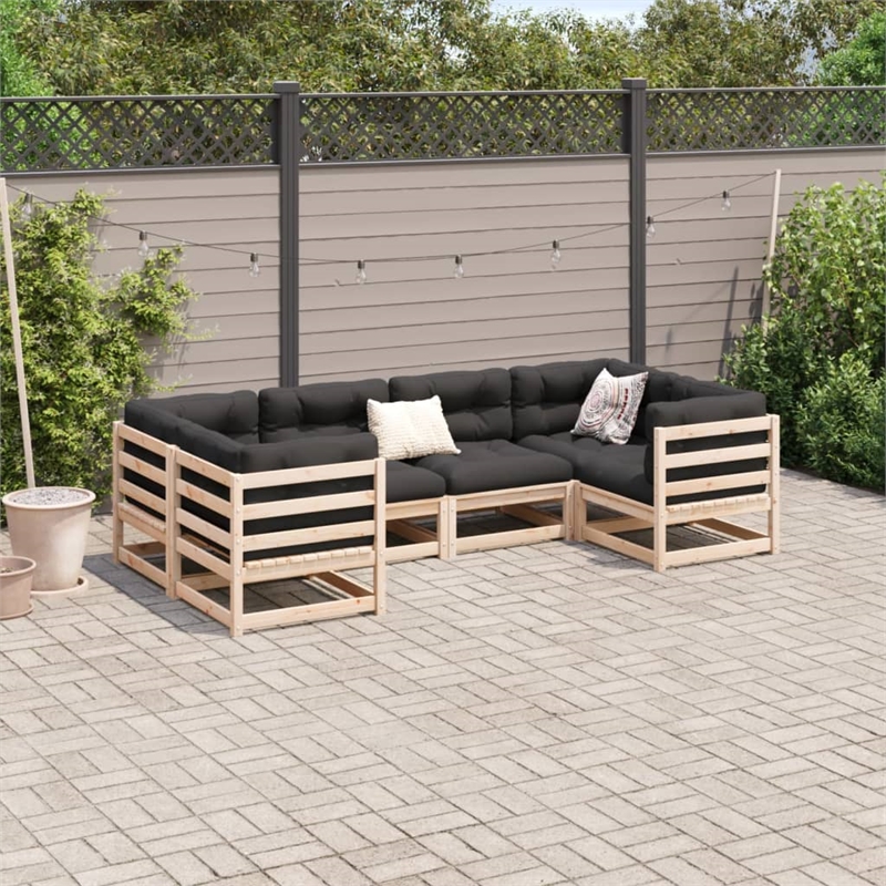 vidaXL 6 Piece Wood Small Sofa Set in Natural