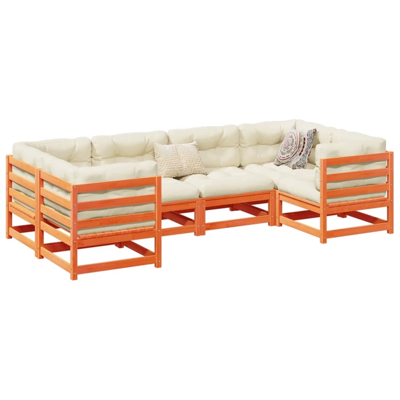 vidaXL 6 Piece Wood Sofa Set in Brown