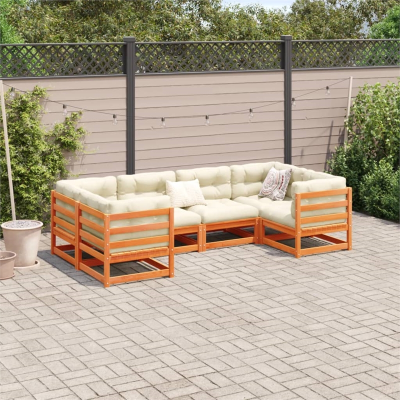 vidaXL 6 Piece Wood Sofa Set in Brown