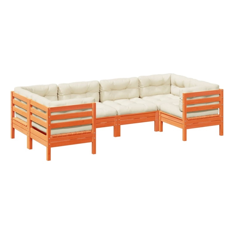 vidaXL 6 Piece Wood Sofa Set in Brown