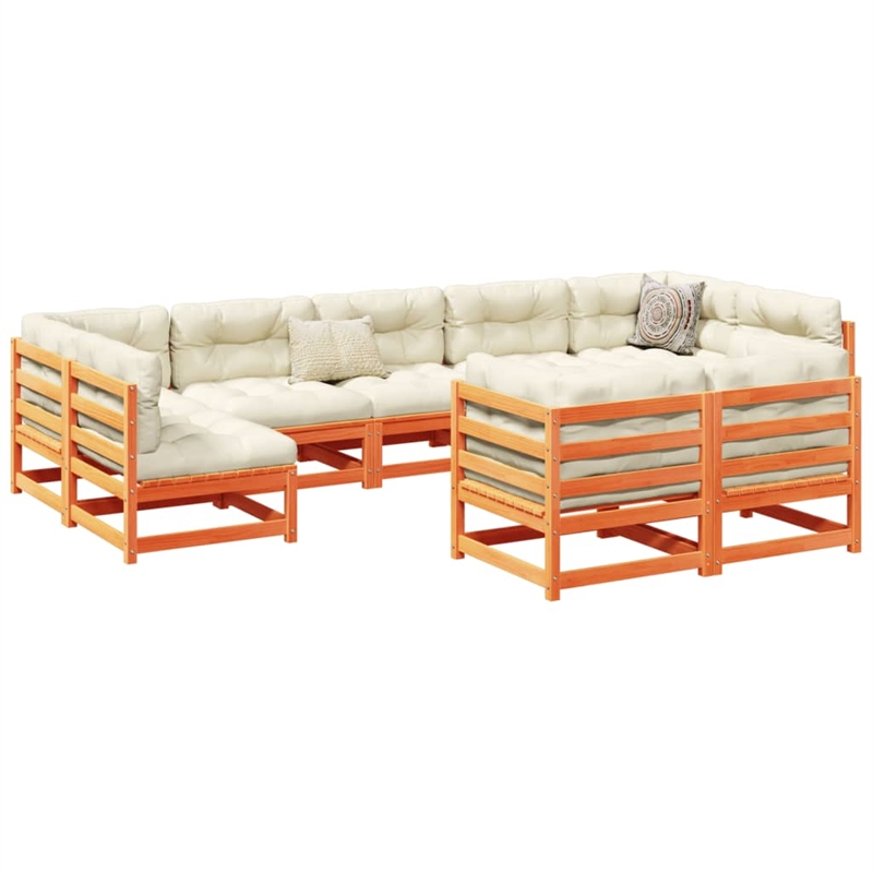 vidaXL 9 Piece Wood Sofa Set in Brown