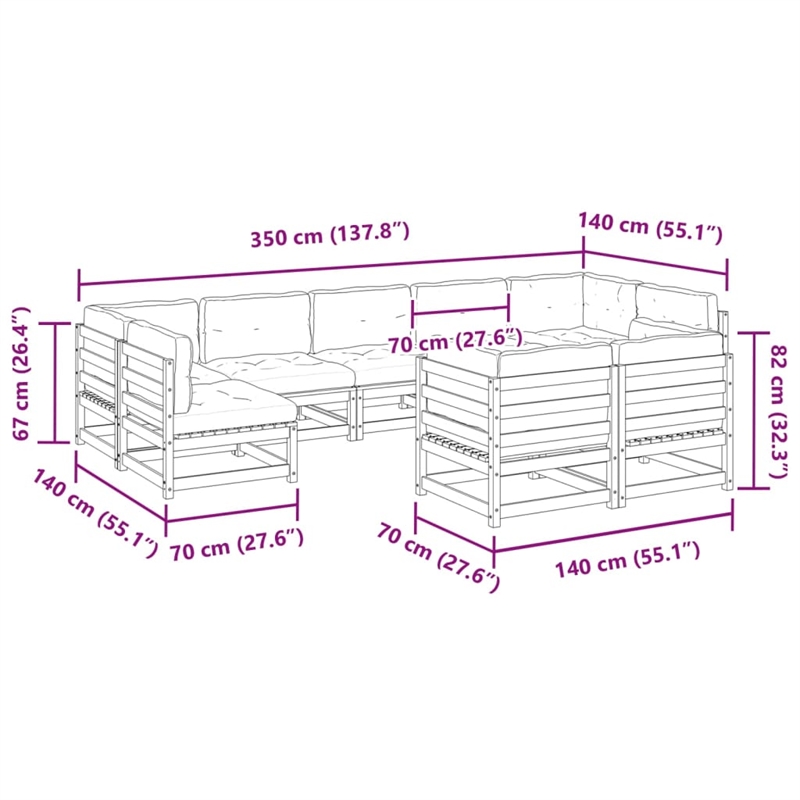 vidaXL 9 Piece Wood Sofa Set in Brown