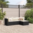 vidaXL 4 Piece Steel Lounge Set in Black/Cream