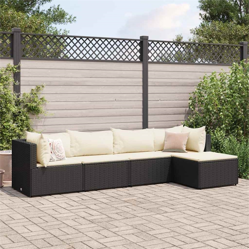 vidaXL 5 Piece Steel Sofa Black/White/Cream