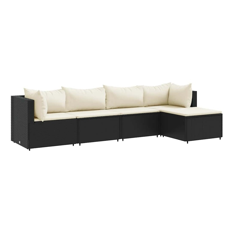 vidaXL 5 Piece Steel Sofa Black/White/Cream