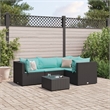 vidaXL 5 Piece Poly Rattan Lounge Set in Black/Blue