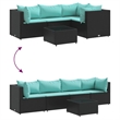 vidaXL 5 Piece Poly Rattan Lounge Set in Black/Blue