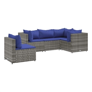 vidaXL 5 Piece Small Lounge Set in Gray/Blue