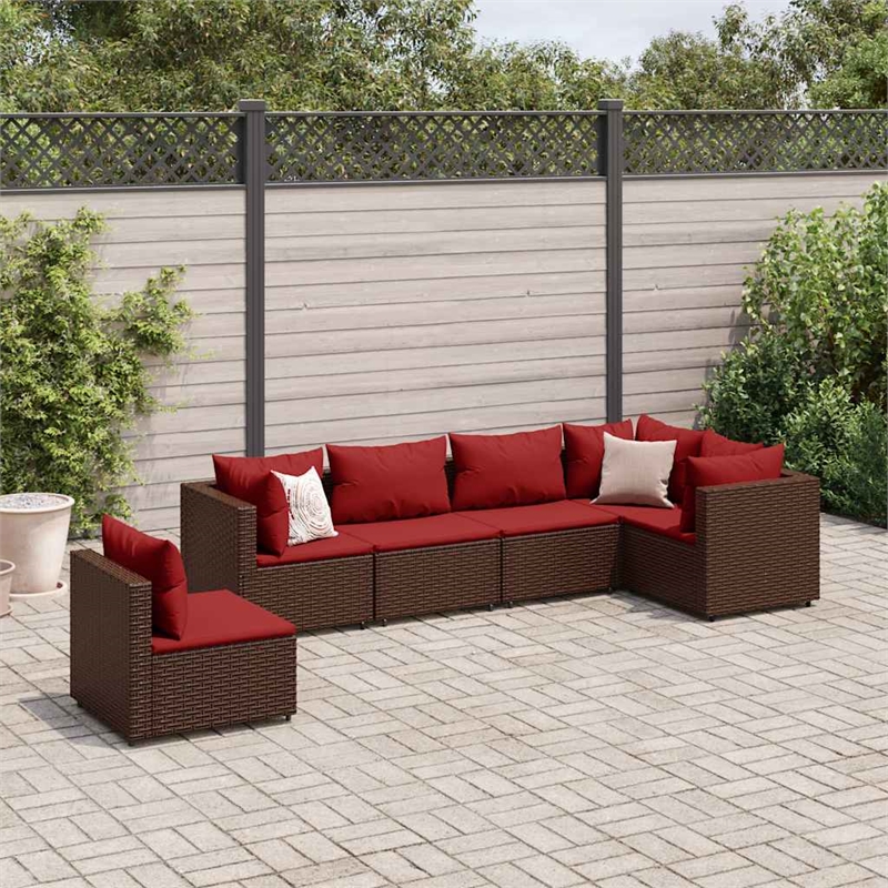 vidaXL 6 Piece Steel Small Lounge Set in Brown