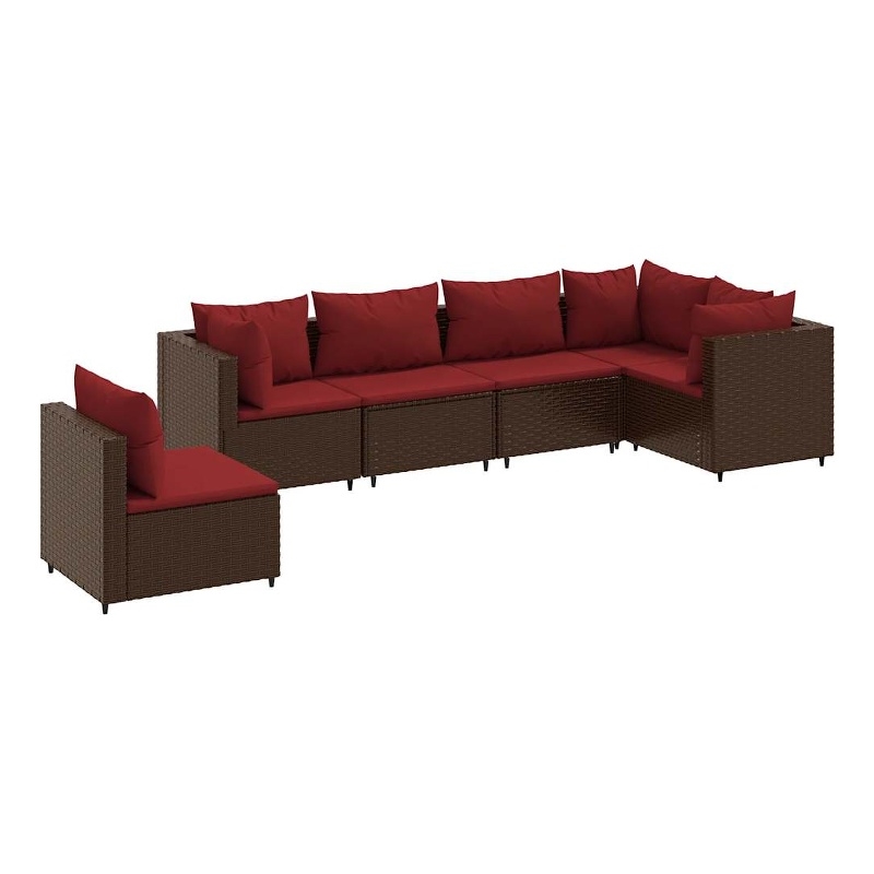 vidaXL 6 Piece Steel Small Lounge Set in Brown