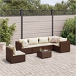 vidaXL 7 Piece Steel Lounge Set in White/Brown/Cream