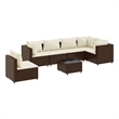 vidaXL 7 Piece Steel Lounge Set in White/Brown/Cream
