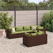 vidaXL 7 Piece Poly Rattan Lounge Set in Green/Brown