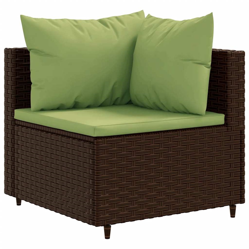vidaXL 7 Piece Poly Rattan Lounge Set in Green/Brown
