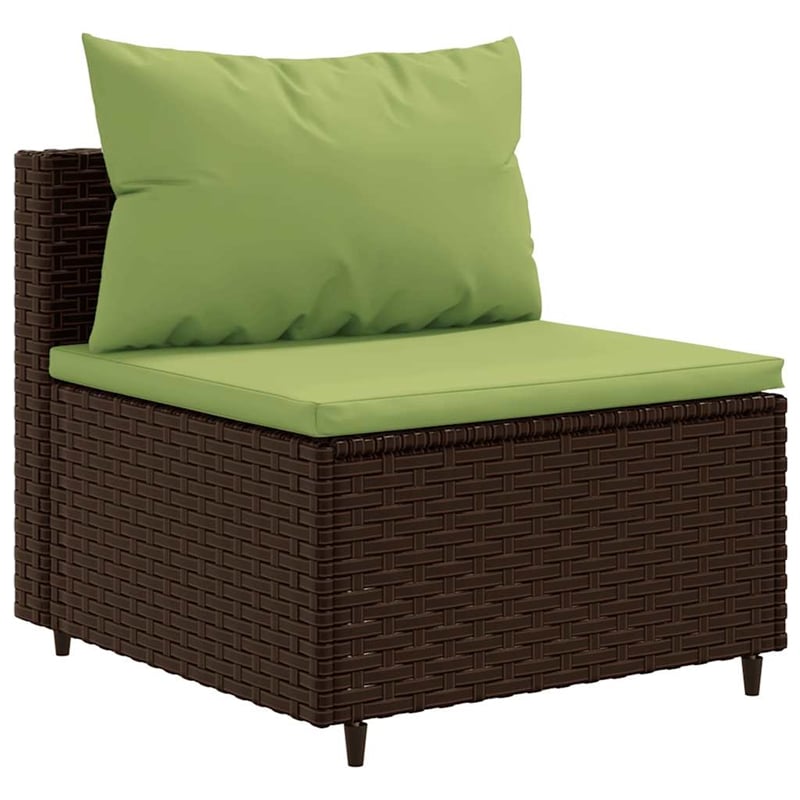 vidaXL 7 Piece Poly Rattan Lounge Set in Green/Brown