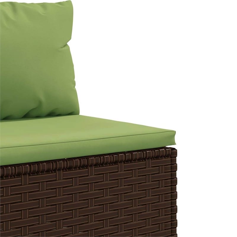 vidaXL 7 Piece Poly Rattan Lounge Set in Green/Brown