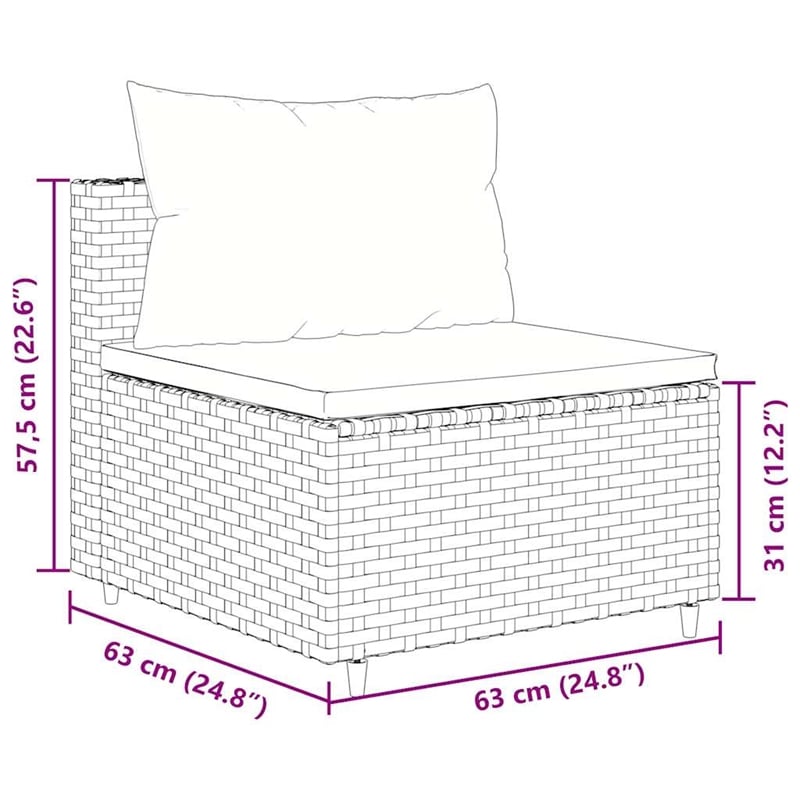 vidaXL 7 Piece Poly Rattan Lounge Set in Green/Brown