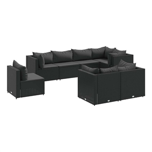 vidaXL 8 Piece Poly Rattan Lounge Set in Black