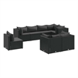 vidaXL 8 Piece Poly Rattan Lounge Set in Black