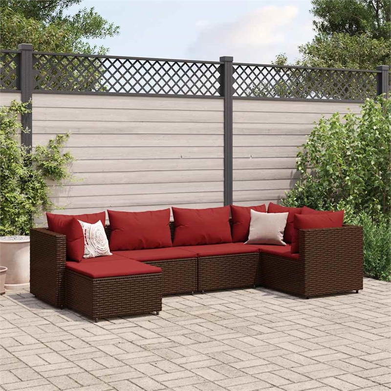 vidaXL 6 Piece Lounge Set in Red/Brown