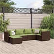 vidaXL 6 Piece Poly Rattan Lounge Set in Green/Brown