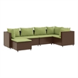 vidaXL 6 Piece Poly Rattan Lounge Set in Green/Brown