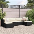 vidaXL 6 Piece Poly Rattan Lounge Set in Black/White/Cream
