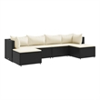 vidaXL 6 Piece Poly Rattan Lounge Set in Black/White/Cream