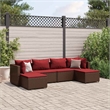 vidaXL 6 Piece Steel Lounge Set in Red/Brown