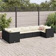 vidaXL 7 Piece Poly Rattan Lounge Set in Black/Cream