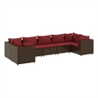 vidaXL 7 Piece Poly Rattan Lounge Set in Red/Brown