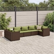 vidaXL 7 Piece Steel Lounge Set in Green/Brown