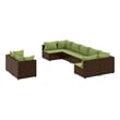 vidaXL 9 Piece Steel Small Patio Sofa Set in Green/Brown