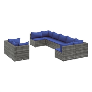 vidaXL 9 Piece Poly Rattan Large Patio Sofa Set in Gray