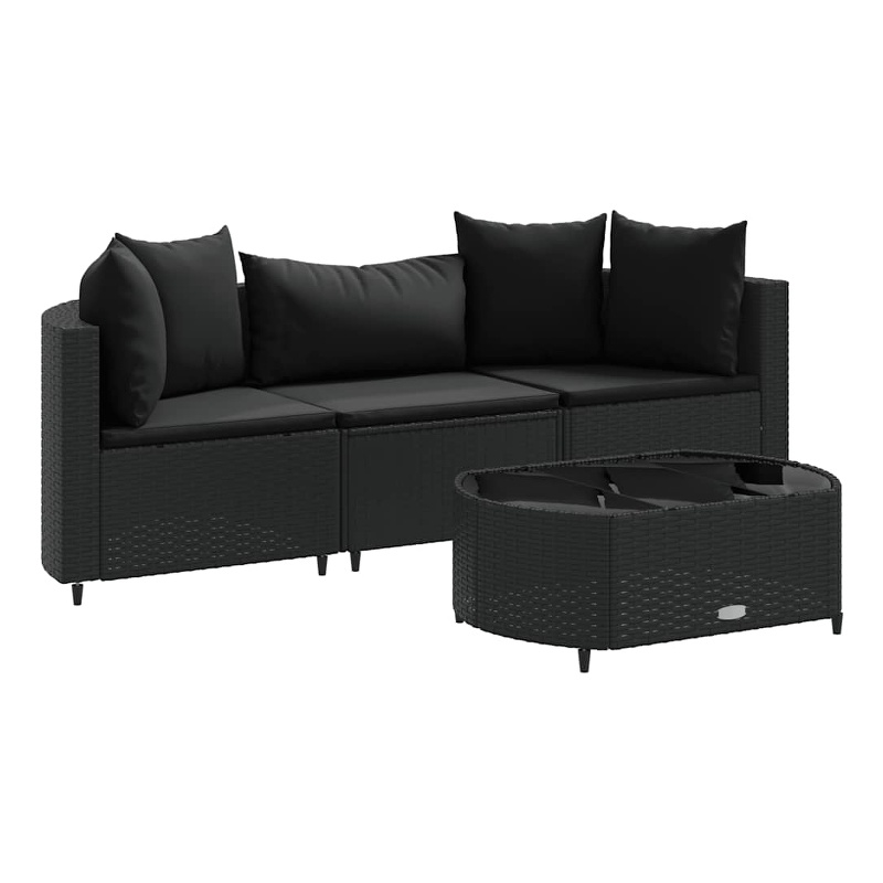 vidaXL 4 Piece Steel Patio Sofa Set in Black