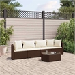 vidaXL 4 Piece Poly Rattan Large Patio Sofa Set in Brown/Cream