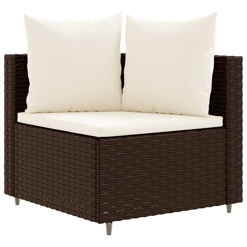 vidaXL 4 Piece Poly Rattan Large Patio Sofa Set in Brown/Cream