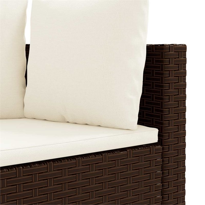 vidaXL 4 Piece Poly Rattan Large Patio Sofa Set in Brown/Cream