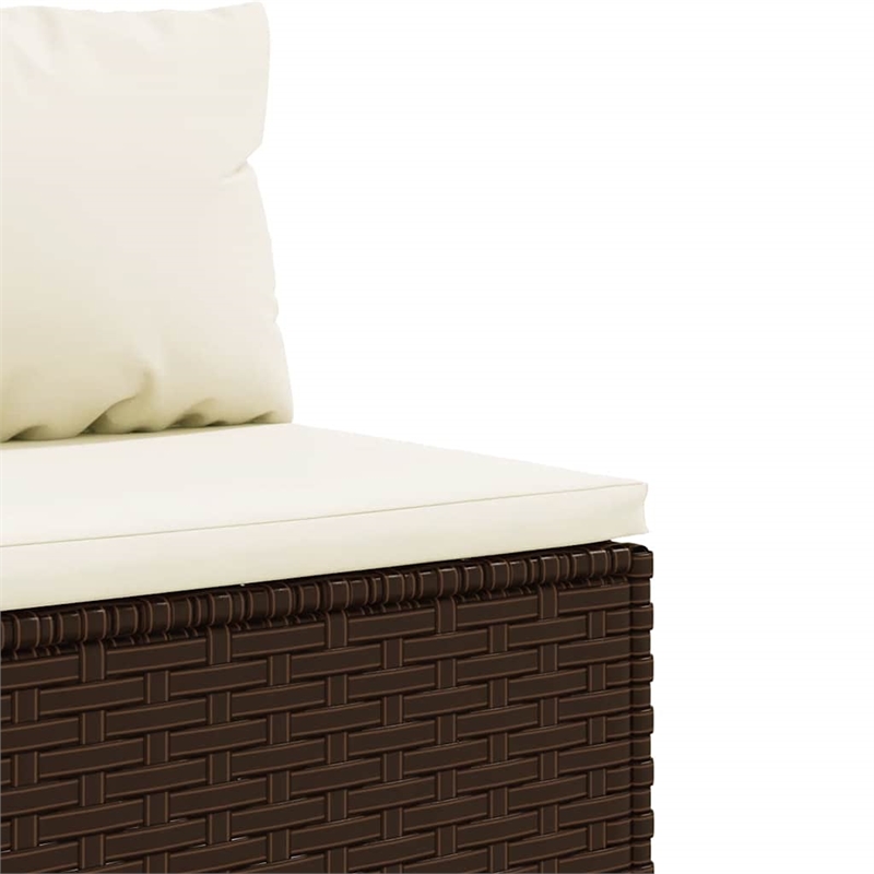 vidaXL 4 Piece Poly Rattan Large Patio Sofa Set in Brown/Cream